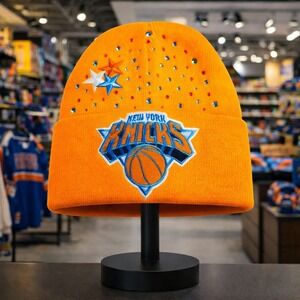 New York‎ Knicks Orange Beanie design with logo, stars & rhinestones